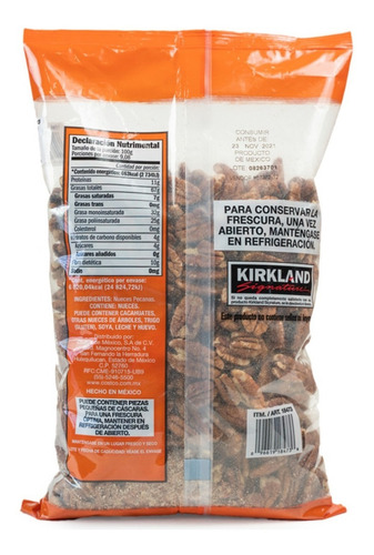 Nueces Naturales Pecanas En Mitades Kirkland Signature 908gr