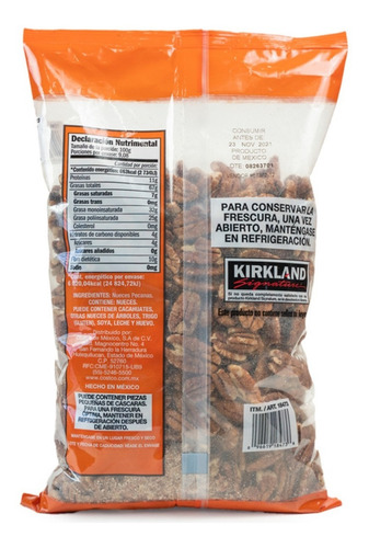 Nueces Naturales Pecanas En Mitades Kirkland Signature 908gr