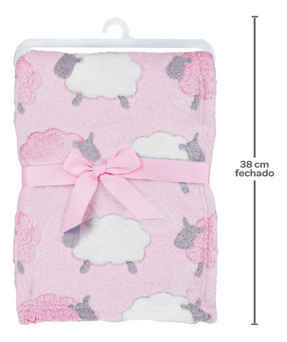 Imagem 5 de 6 de Mantinha Para Bebê Ovelhinha Manta Rosa Buba Baby 13231