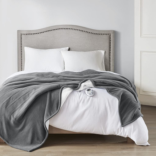 Manta De Vellón Sherpa Reversible Térmica Gris 213 X 157 Cm