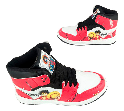Tenis Luffy Anime One Piece Cosplay Cosido Blancos 416-n-bop