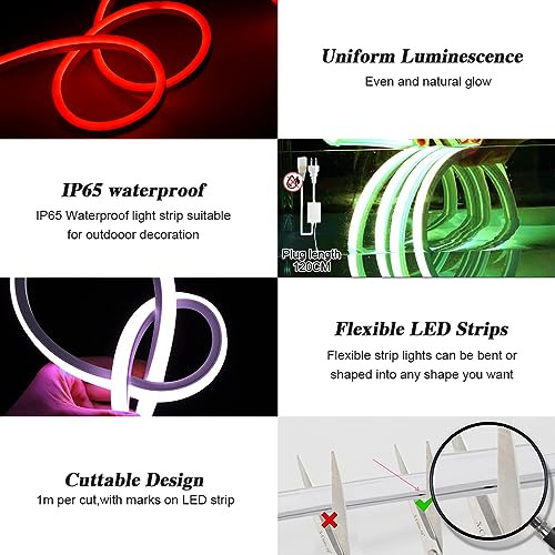 Luces De Tira De Led De Neón Rgb, 50 Pies/15 Metros De...