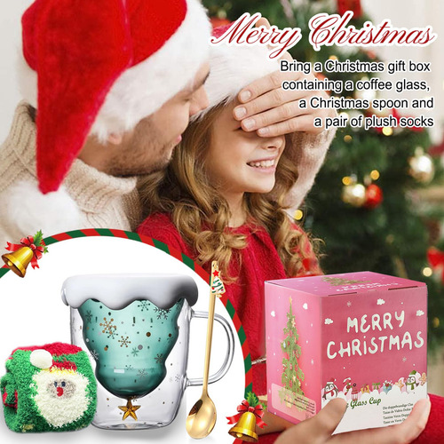 Bz1 Tazas Lindas Taza De Café De Navidad Tazas De Cristal De