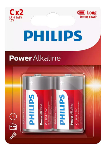 Pila Alkalina Lr14 Blister X 2 Tamaño C - Philips