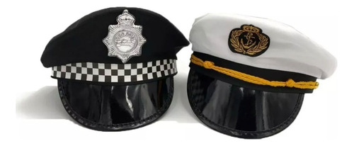 1 Pza Sombrero Gorra Policia O Marinero Disfraz Fiesta Color Negro