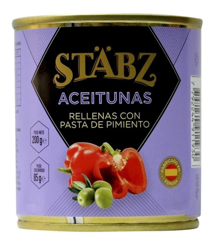 Aceituna Stabz (español)x200gr En Lata Rellena Con Pimientos