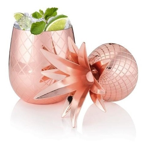 Imagen 1 de 2 de Vaso Tumbler Piña Chapado En Cobre, Marca Viski