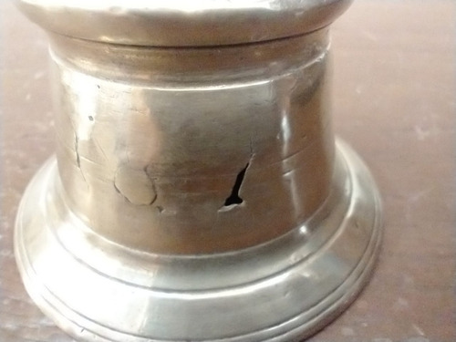 Antiguo Mortero Miniatura Con Pilón De Bronce