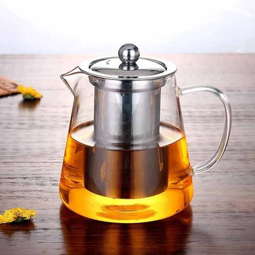 Imagen 9 de 10 de Tetera Vidrio Resistente Al Fuego Con Infusor Para Té 1200ml