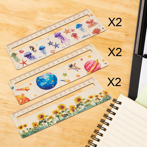Compatible 6x Regla De Diario Regla Recta Regla De Madera