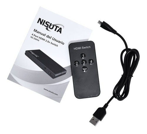 Switch Hdmi 4 Puertos Cont Remoto 3d 1080p 4k Nisuta Ns-swh4