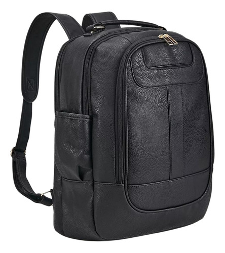 Mochila De Couro Feminina Grande Bolsa De Couro Sua Cor Preto