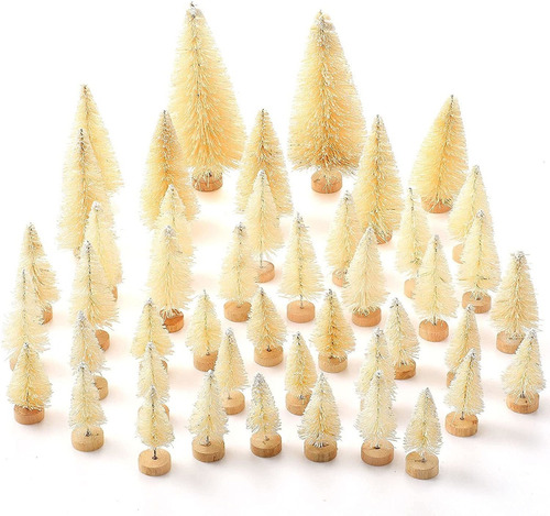 48 Mini Arboles De Navidad Threan Beige De 4 Tamaños