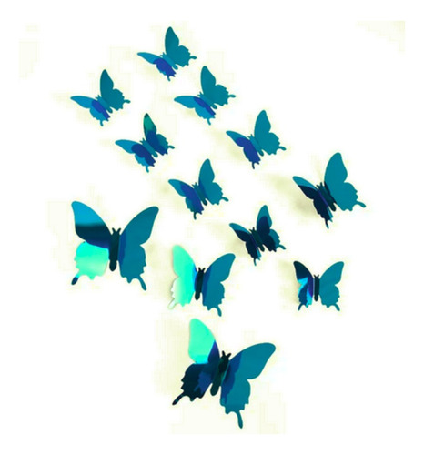 Pegatinas De Pared Mariposa Tipo Espejo Color Azul