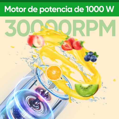 Soulfox Portátil 2 En 1 1000w Licuadora Eléctrica Para Frutas Y Verduras,motor Poderoso,gran Capacidad,fácil Limpieza