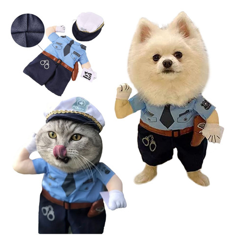 Ropa Para Mascota Policía Disfraz Perro Gato Halloween