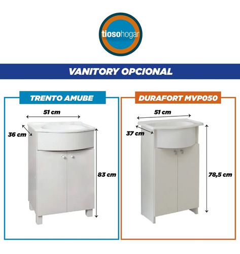 Imagen 4 de 10 de Combo Baño Vanitory Griferia Espejo Bacha 50 Kit