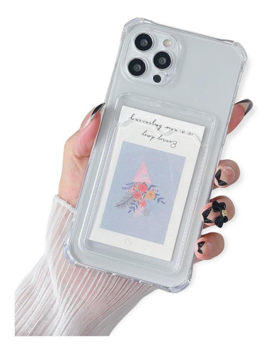 Imagen 7 de 7 de Funda Goma Porta Tarjeta Para iPhone + Mica Protector Fuerte