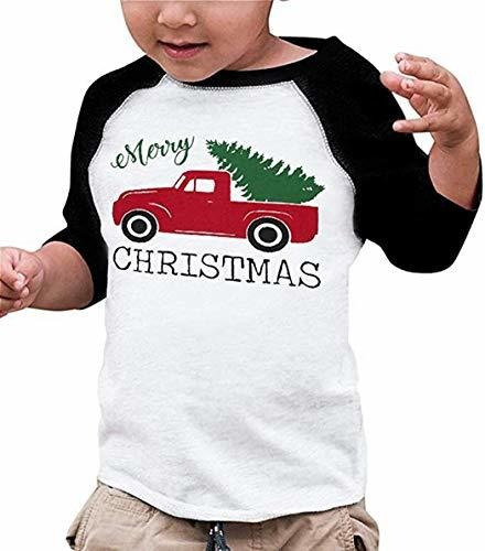 Bebé Recién Nacido Niño Niña Feliz Navidad Camiseta Coche De