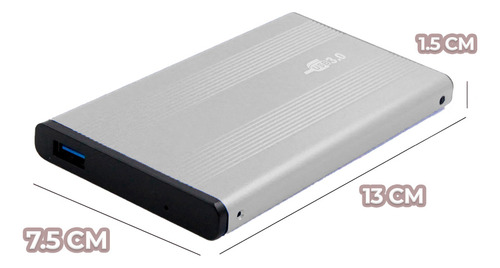 Gabinete USB 3.0 Para Disco Duro Sata 2.5 Rápido Y Seguro Color Plateado Ele-Gate