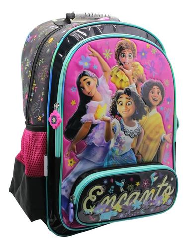 Mochila Escolar Encanto Disney Amigas Color Negro Diseño de la tela Liso
