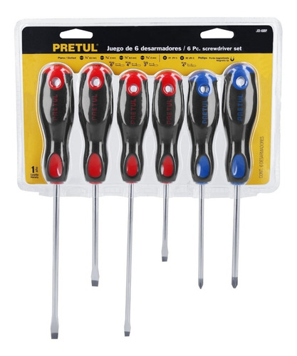Imagen 2 de 7 de Juego De Destornilladores 6 Piezas Mango Comfort Grip Pretul