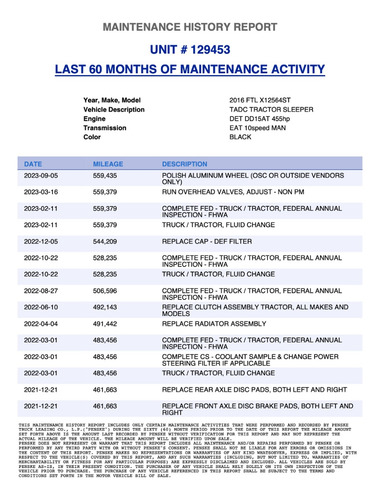 2016 Freightliner Cascadia Evolution 125 Manual