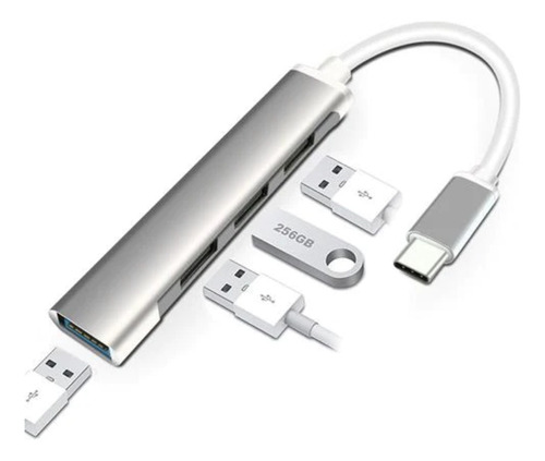 Hub Usb Tipo C A 4 Puertos Velocidad 3.0 Extensor Usb