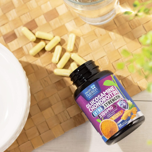 Glucosamina Con Condroitina Cúrcuma Msm 2100mg Hecho En Usa Sabor S/n