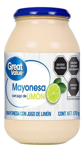 3 Pza Mayonesa Great Value Con Jugo De Limón 870 G