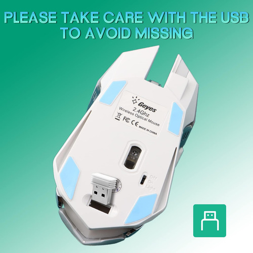 Ratón Inalámbrico Para Juegos Vegcoo White Silent Click 2400