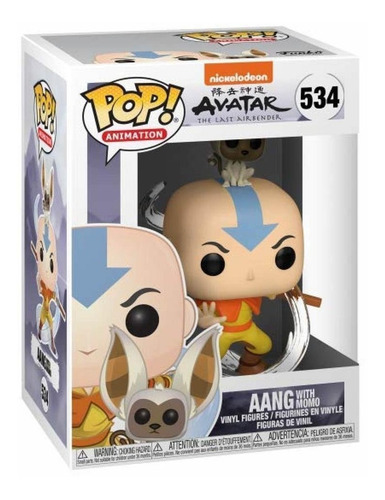Imagem 2 de 3 de Boneco Funko Pop Anime Avatar Aang Com Momo 534