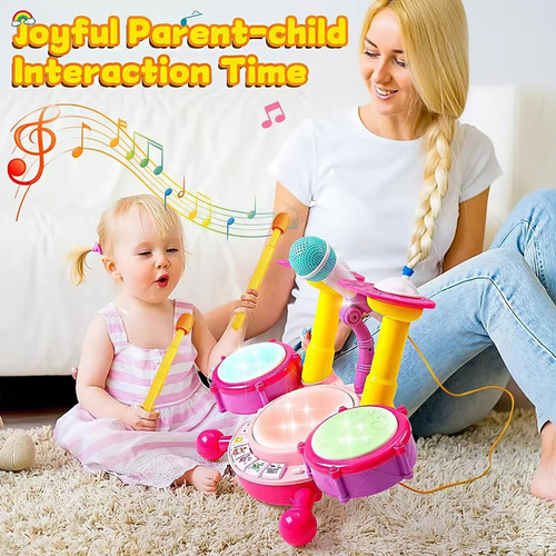 Bateria Infantil Brinquedo Bateria Musical Leve E Portátil