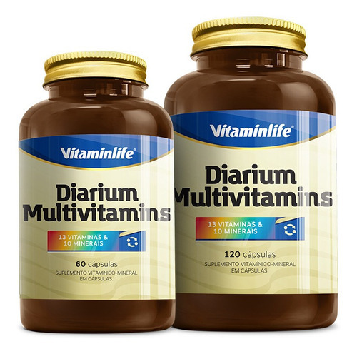 Kit 2 Diarium Multivitamins Vitaminlife - 60 Cápsulas Sabor Sem Sabor