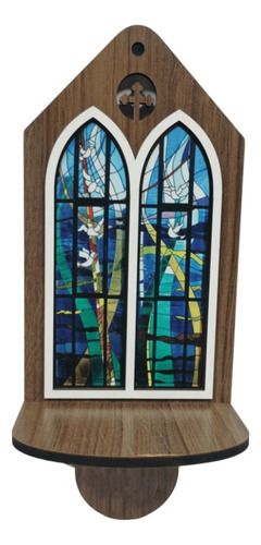 Oratório De Parede Vitral Pombos 33-cm