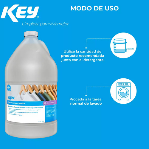 Quitamanchas Para Ropa Oxi Blanqueador Key 4lt