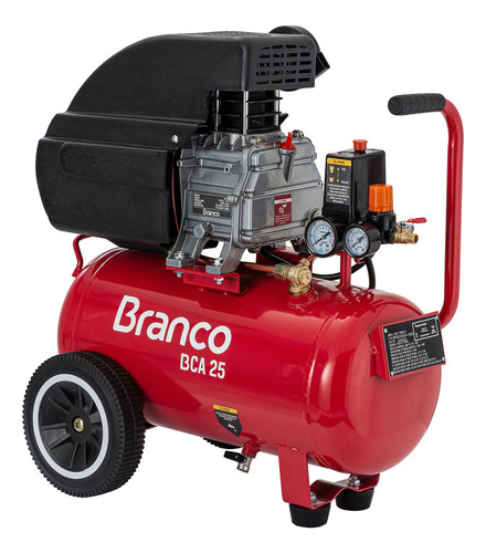 Compressor De Ar Bca-25 - 25 Litros - 1,9 Cv - 220v - Branco Cor Vermelho Fase elétrica Monofu00e1sica Frequência 60Hz