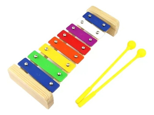 Xilofone / Metalofone Vanguarda Infantil Com 8 Notas Baqueta Cor Colorido