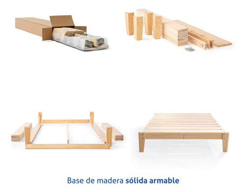 Base De Madera Armable Sensei Nigra Matrimonial Color Marrón