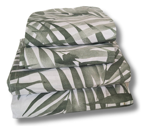Juego De Sábanas Rebeca Algodón 200 Estampada - Matrimonial Color Palmas Diseño De La Tela Estampado