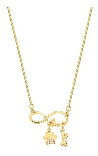 Colar Infinito Love Pet  Folh. Ouro 18k