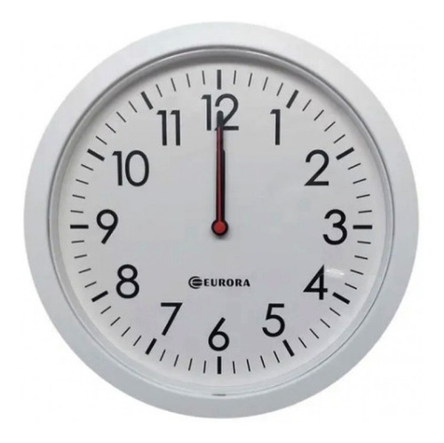 Imagem 1 de 4 de Relógio De Parede Eurora Cozinha Sala Branco 28cm 6575