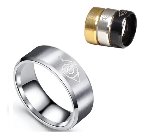 Anillo Naruto Argolla Grueso De 8mm Mate Acero Inoxidable