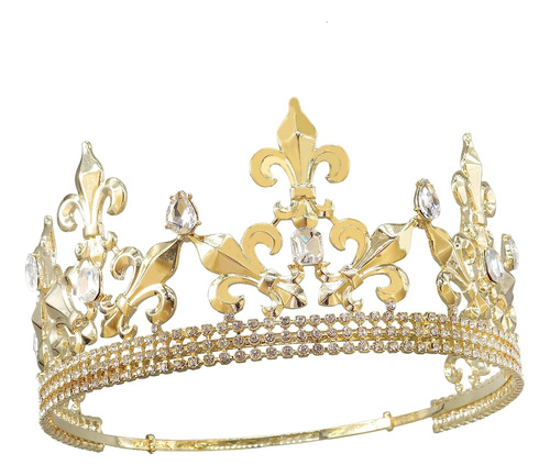 Winvin Royal King Crown Men Metal Prince Crowns Tiaras Ronda