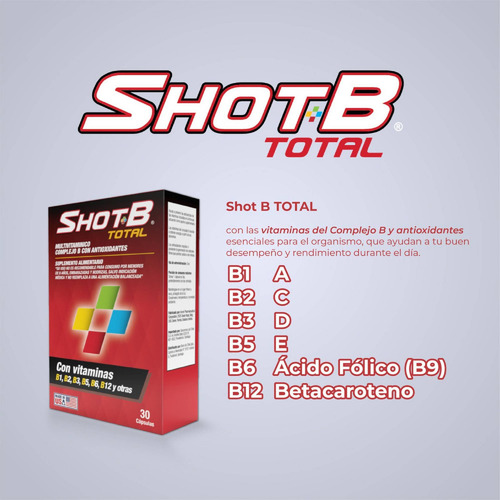 Multivitamínico Shot B Total 30 Cápsulas.