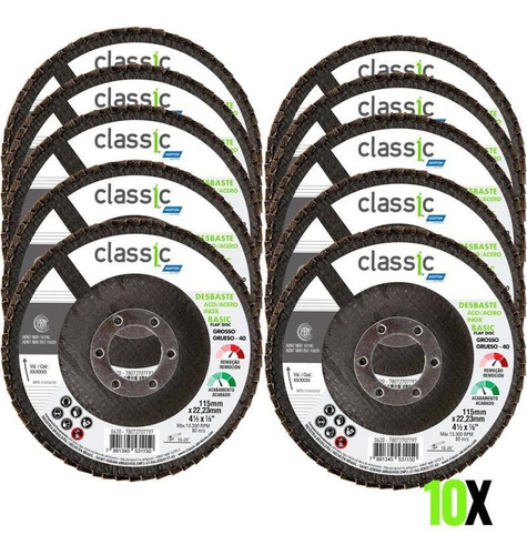 Disco Lixa Flap Grão 40 Kit 10 Peças Classic Basic Norton