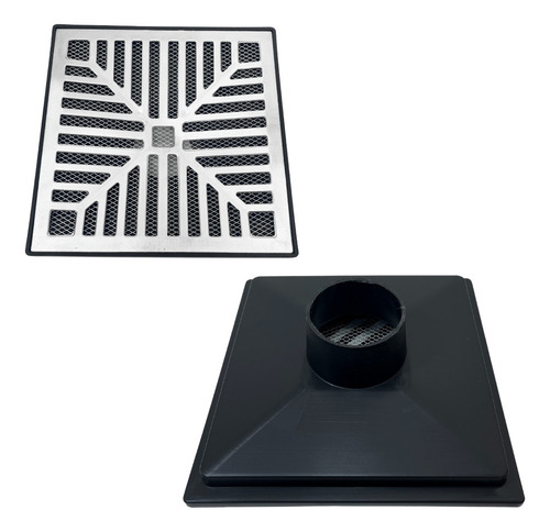 Ralo Com Sifão 20x20 Alumínio Concova Saída Baixa 100mm
