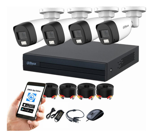 Cctv Kit Dahua Full Color 4 Cam 2mp 1080 Lite Tienda9cl