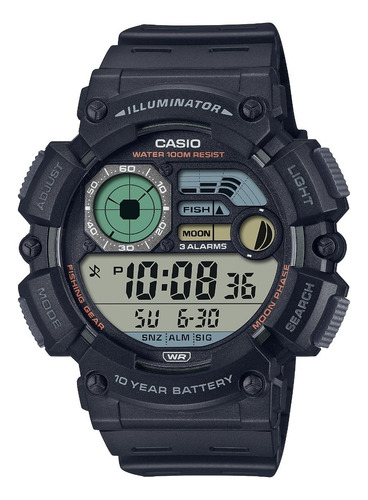 Reloj Casio Ws-1500 1a Para Hombre Apto Para Bucear Negro Negro Lcd Ws-1500-1a