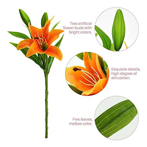 Minyulua 8 Piezas De Flores Artificiales De Lirio Naranja De